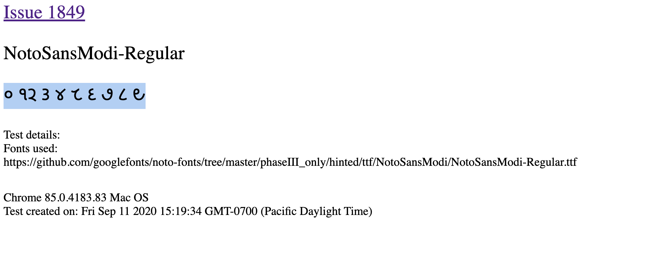 Overline (Shiroregha) above the digits is missing in NotoSansModi font ...