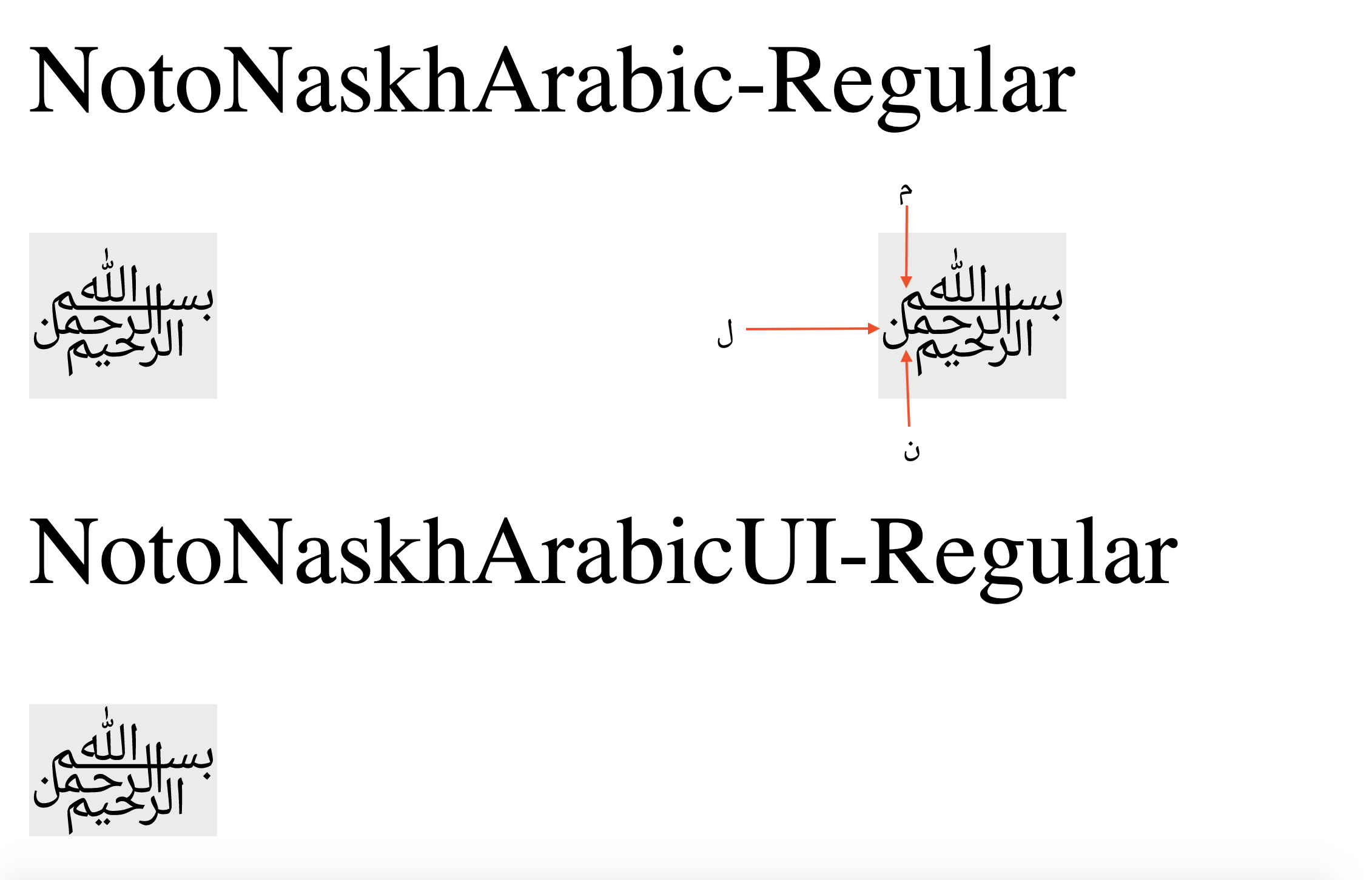 Arabic ligature U+FDFD needs some characters repositioning/adjustment