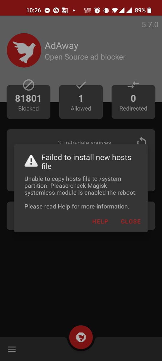 Failed to install new hosts file · Issue #2846 · AdAway/AdAway · GitHub
