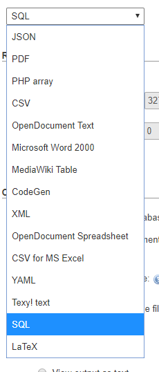Sort Export format dropdown · Issue #13425 · phpmyadmin/phpmyadmin · GitHub