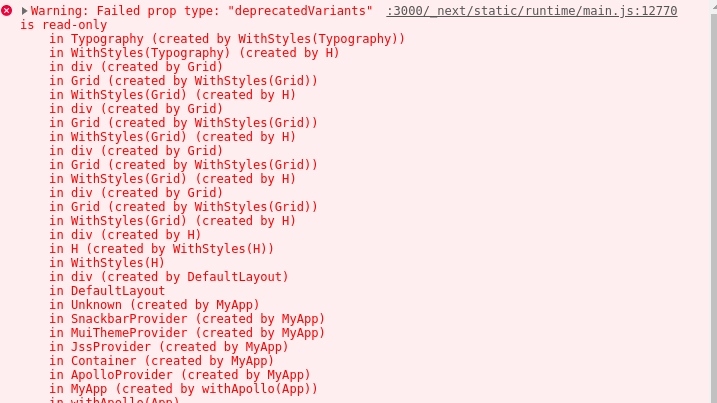 Getting prop types read-only error when using new typography · Issue ...