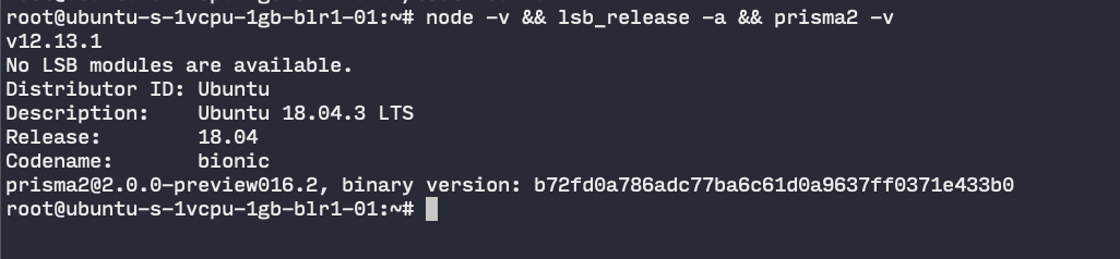 Error on prisma2 init: Couldn't find any versions for "@prisma/engine ...