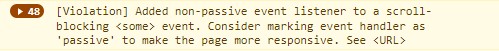 Violation - Added non-passive event listener to a scroll-blocking event.