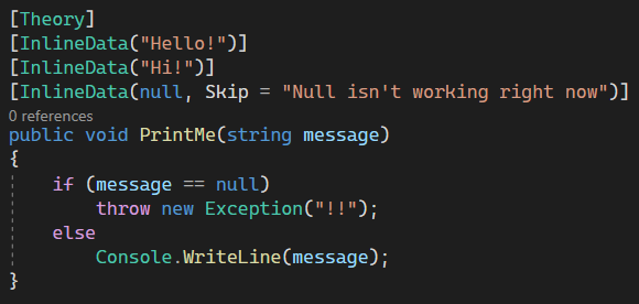 Skip attribute on [InlineData] is not respected in Visual Studio ...