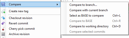 Branches pane context menu should support Compare commands · Issue ...