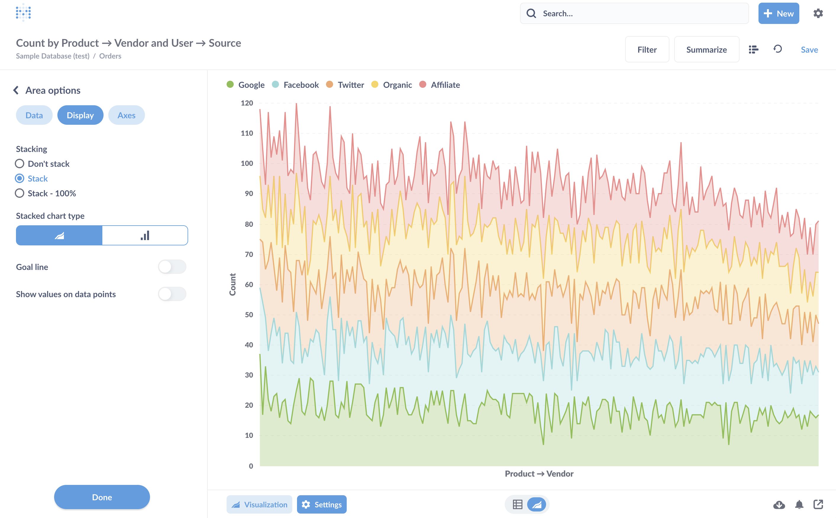 Area charts should default to Stack · Issue #28515 · metabase/metabase ...