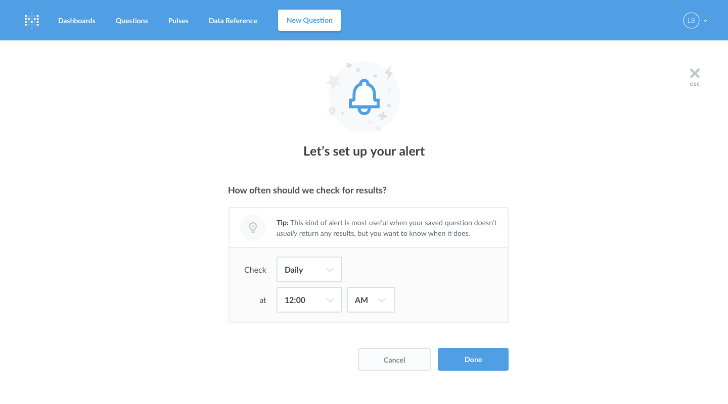 Designs for Alerts feature · Issue #6261 · metabase/metabase · GitHub