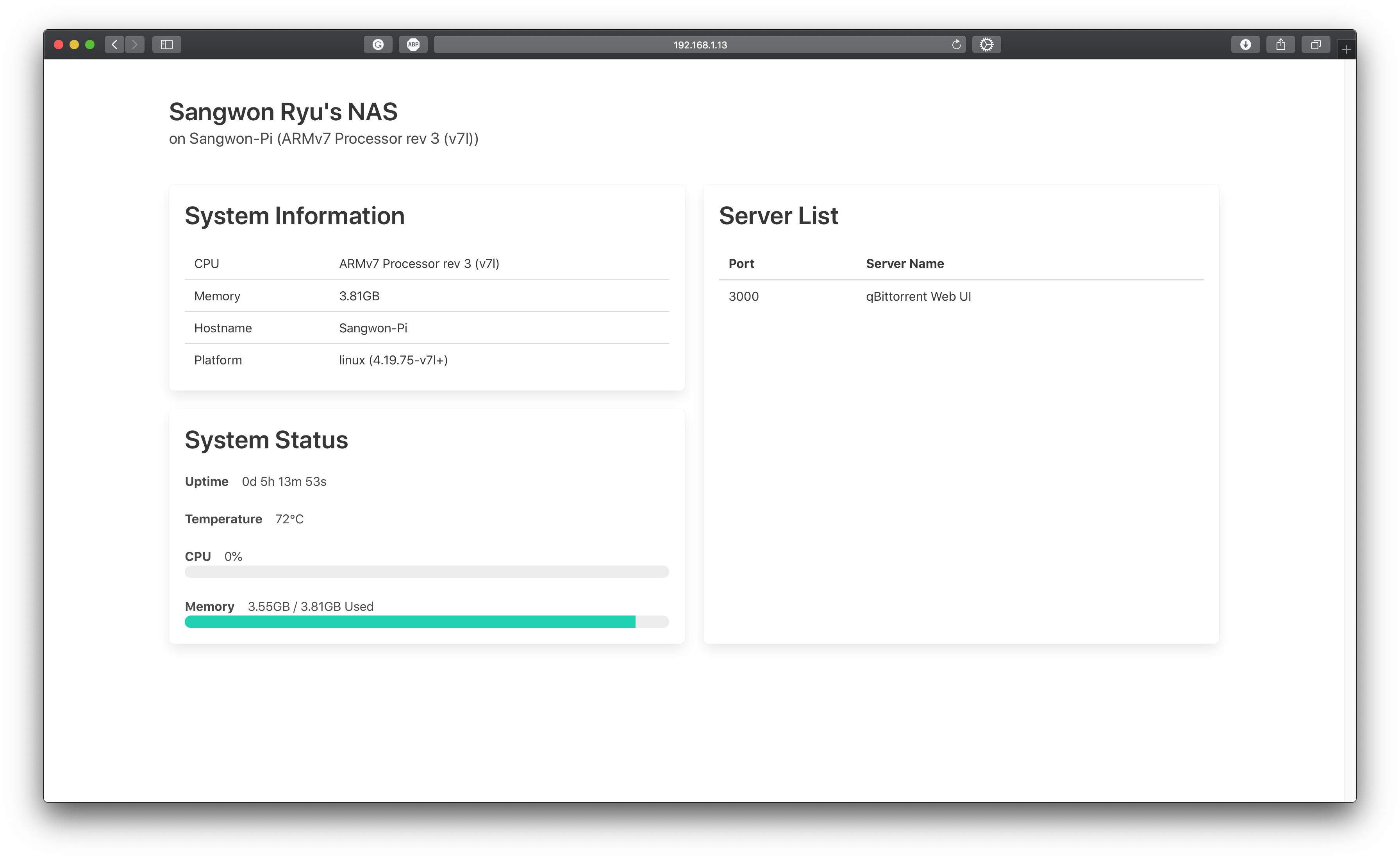 GitHub - sangwon090/nas-dashboard · GitHub
