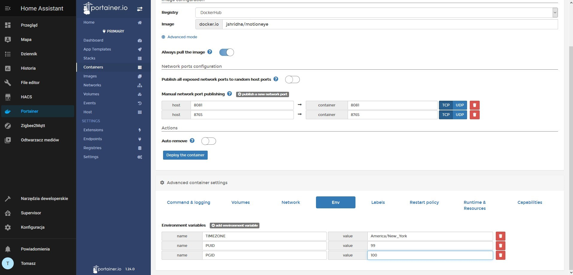 MotionEye on HassOS · Issue 4577 · portainer/portainer · GitHub