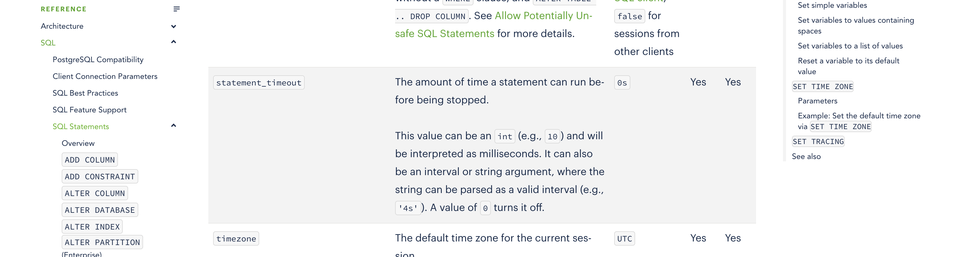 general: add visible anchor links on session variable pages · Issue #7897 ·  cockroachdb/docs · GitHub