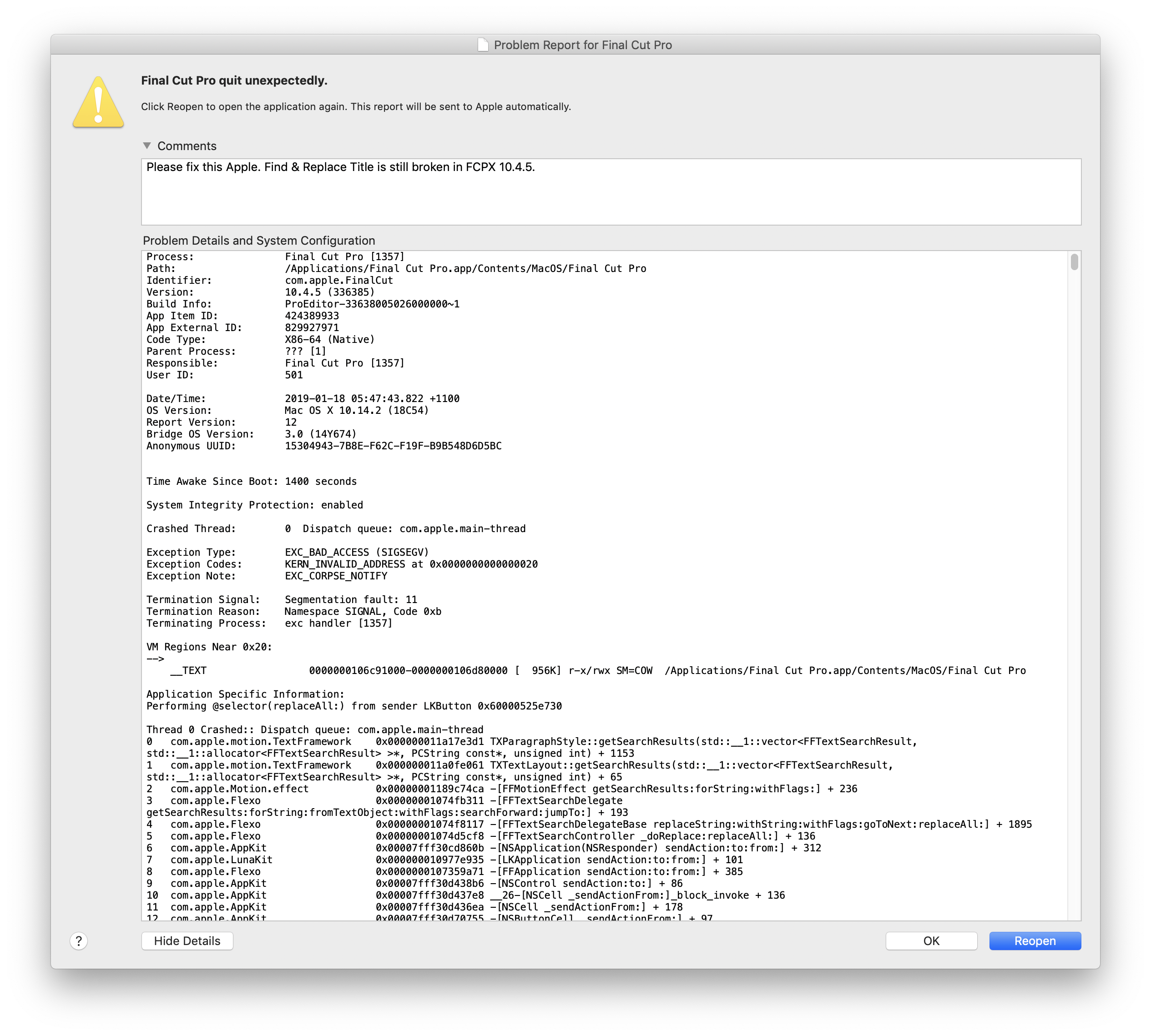 Find & Replace Title Text Crashes or Hangs · Issue #38 · CommandPost ...