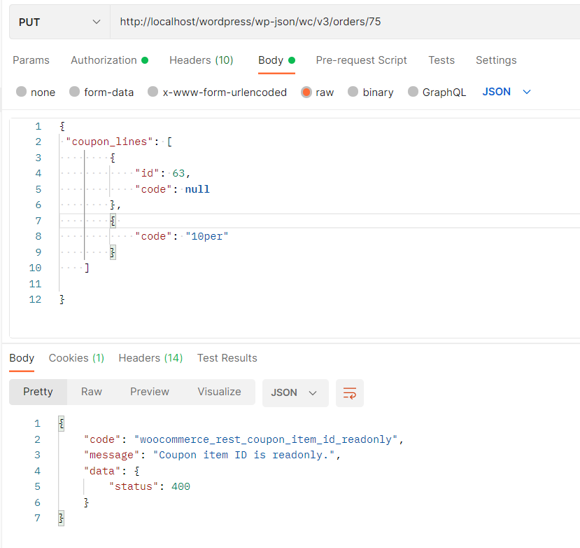 Woocommerce rest api , cant delete order coupons in v5.5.2 · Issue ...