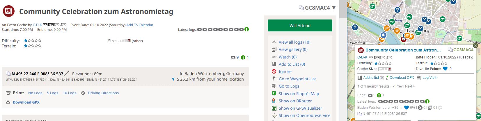 In karte falsch und anders als im Listing