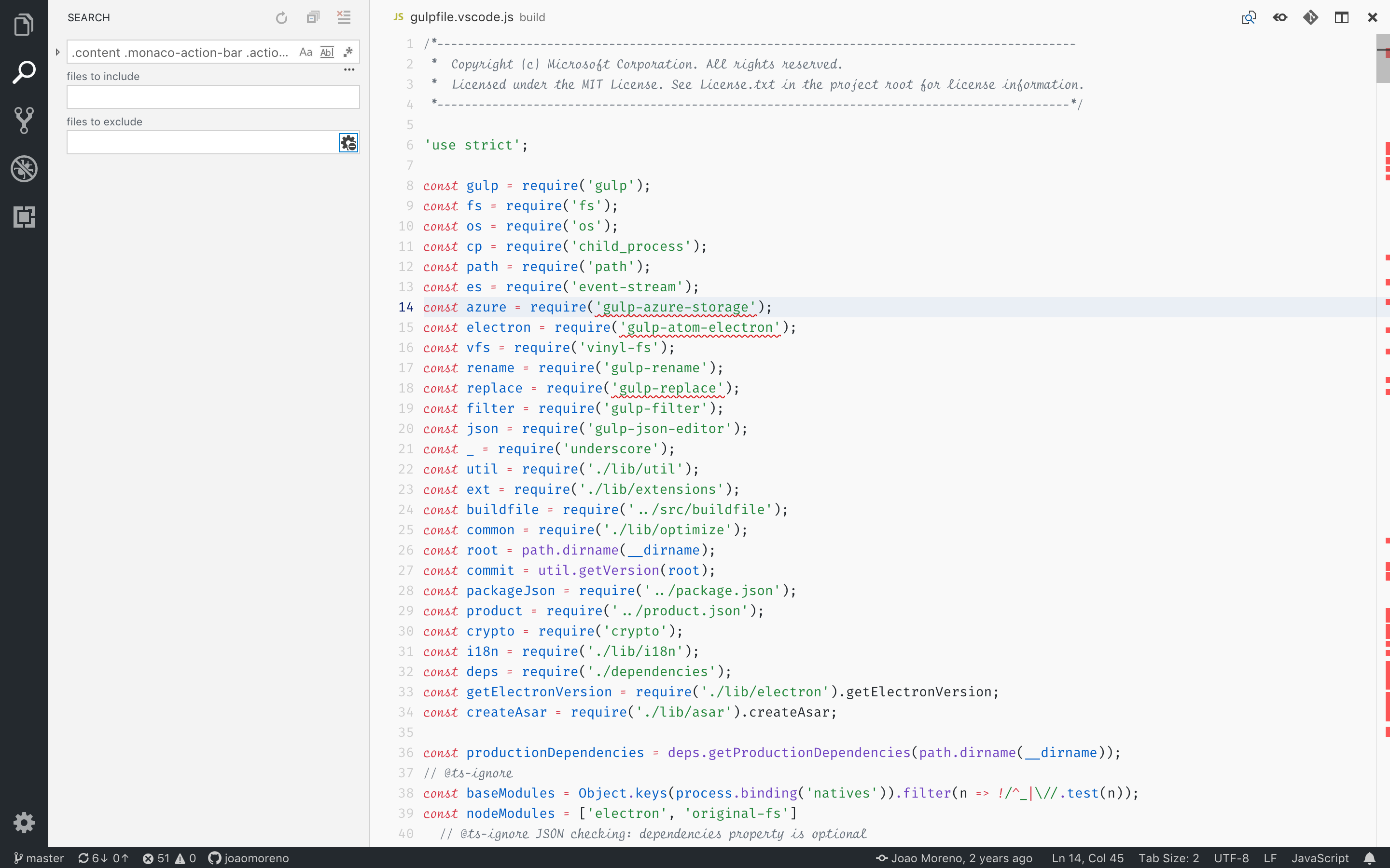 Gulpfiles are full of errors · Issue #61000 · microsoft/vscode · GitHub