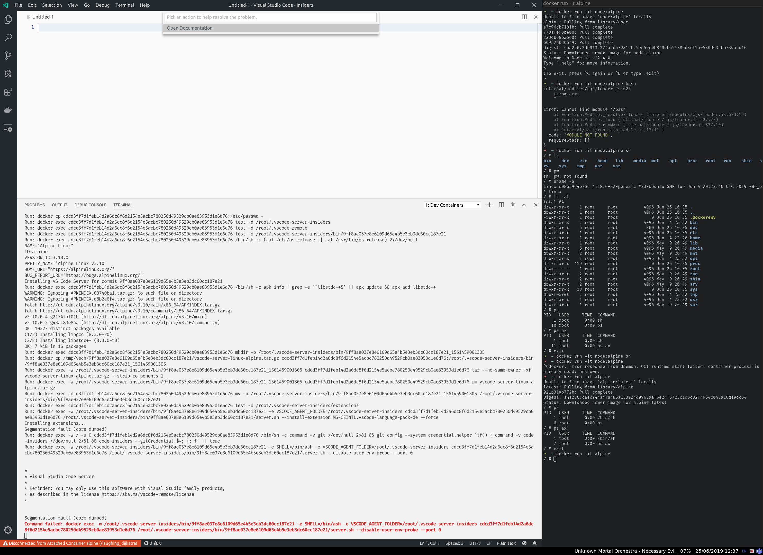 Failed to connect to `alpine` image · Issue #799 · microsoft/vscode-remote-release  · GitHub