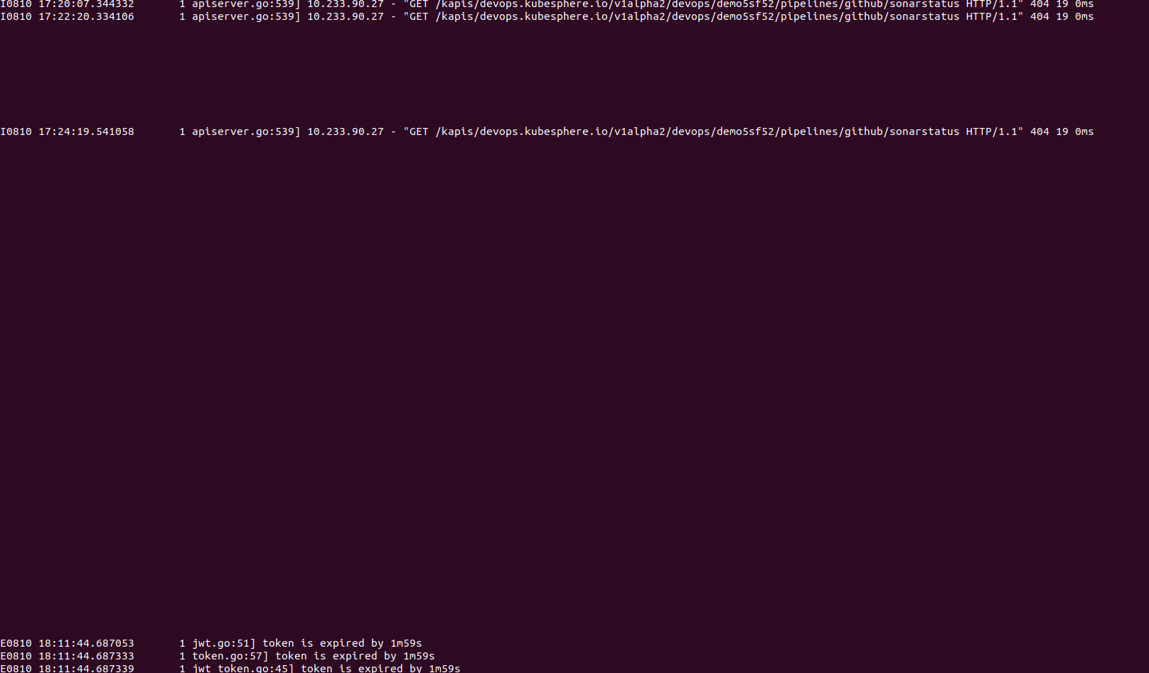 Weird logs from ks-apiserver · Issue #2845 · kubesphere/kubesphere · GitHub
