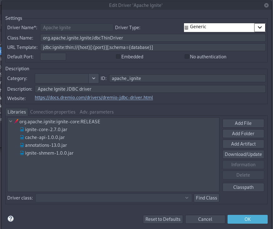 Cannot connect to Apache Ignite Missing · Issue 5738 · dbeaver