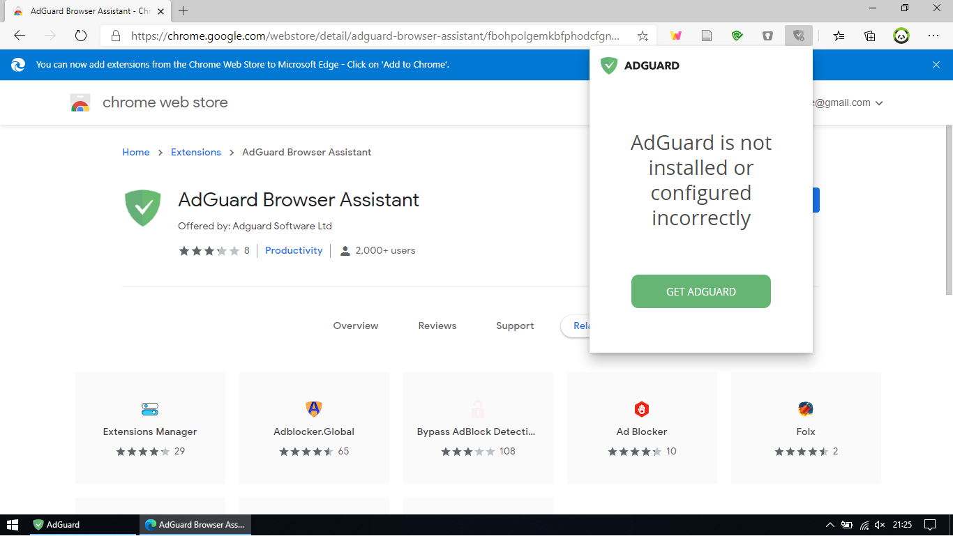 AdGuard Browser Assistant Says AdGuard Is Not Installed Or Configured 