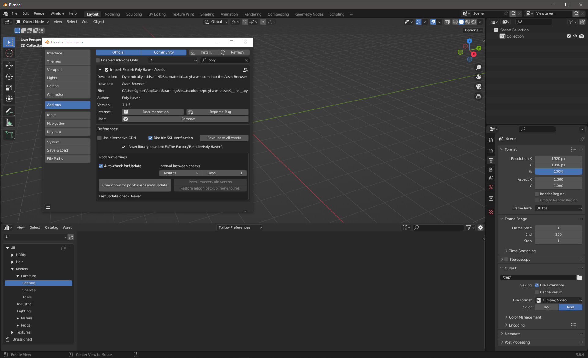 Poly Haven addon - assets not downloading / UI not visible · Issue #91 ...