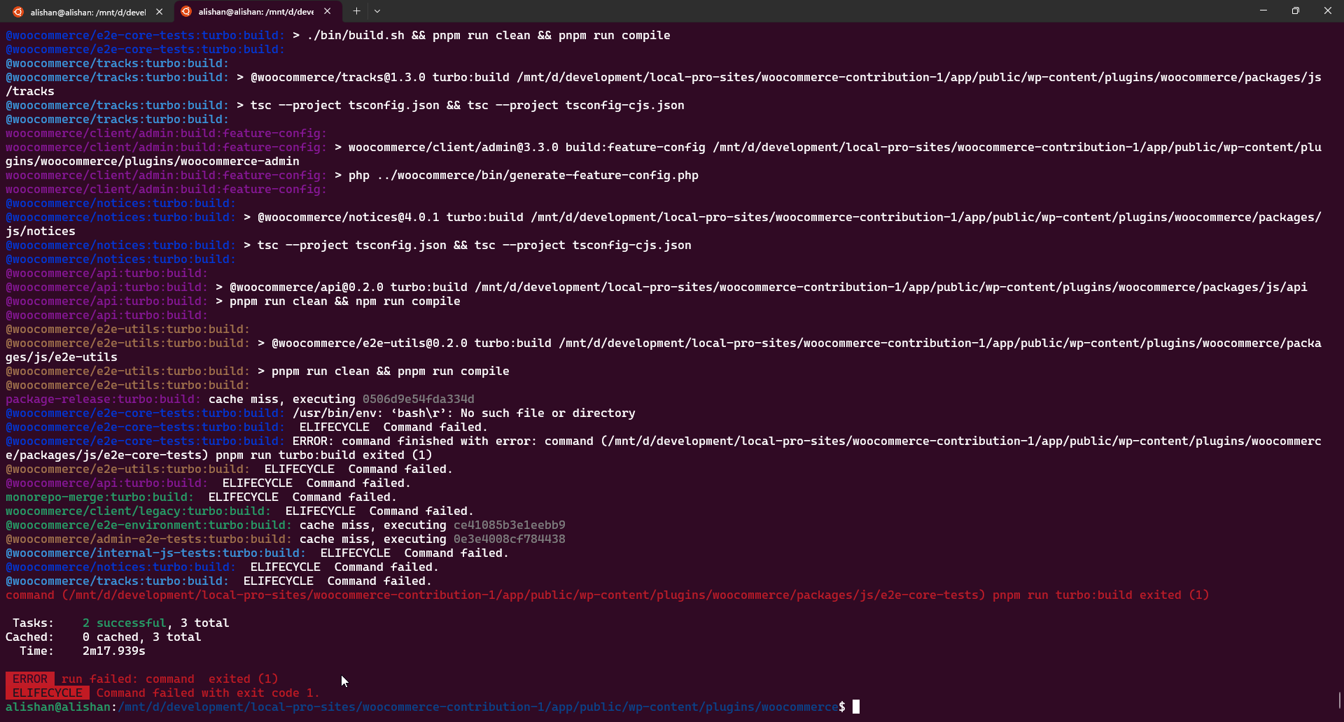 Carriage return is preventing build in windows/linux (WSL) environments ...