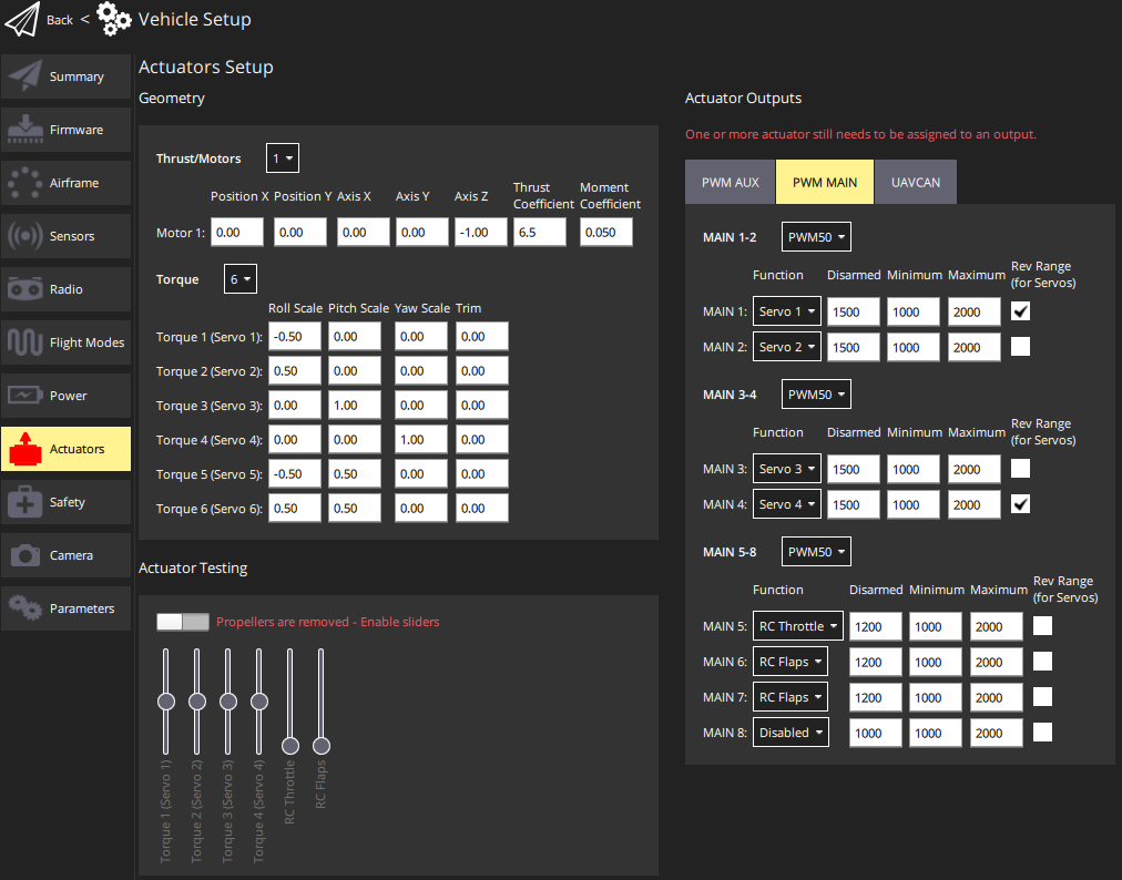 (1.13.0) Actuator setup for "Custom geometry" works only in manual mode