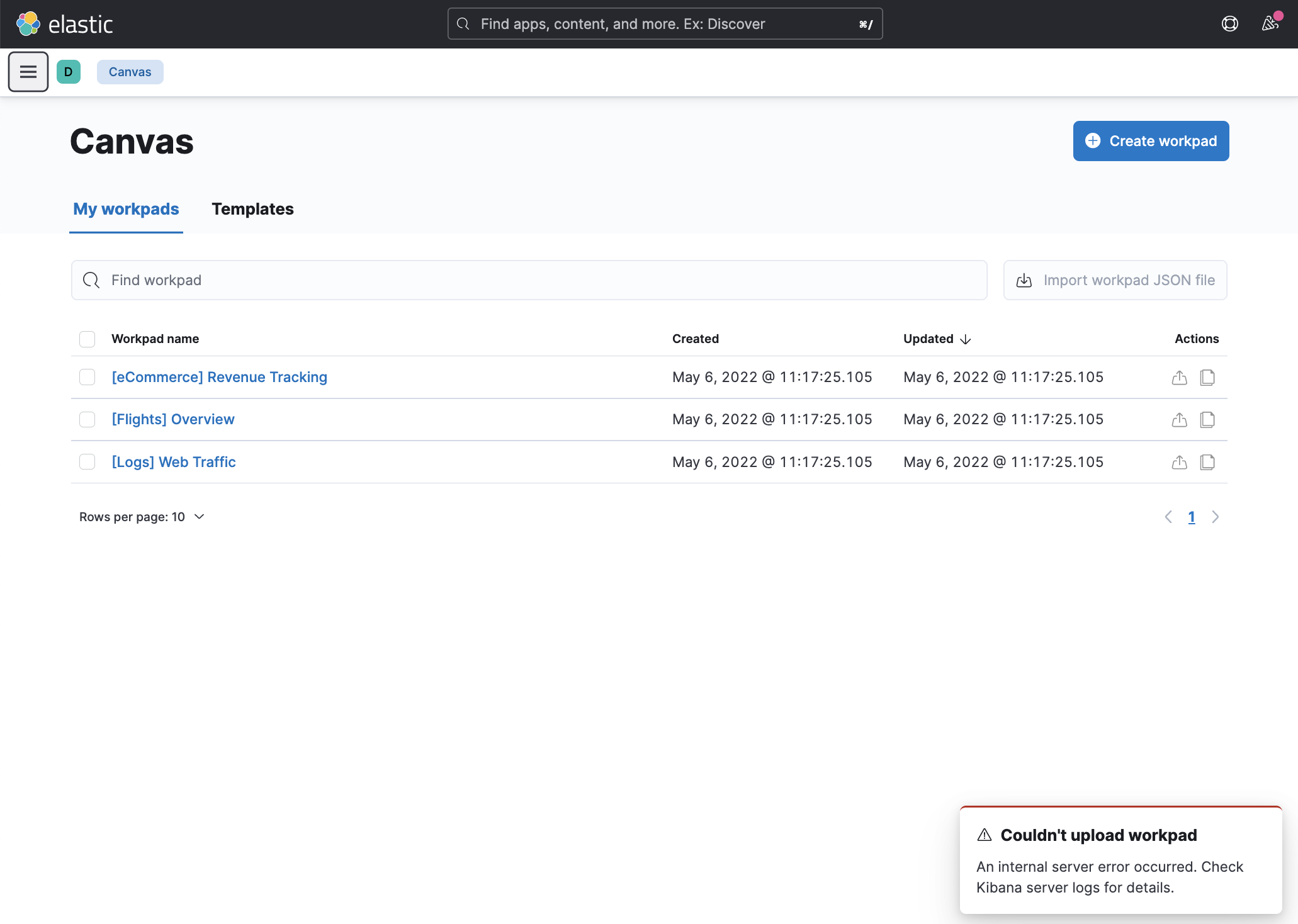 [Canvas] Error while importing of the workpad with Lens' embeddable