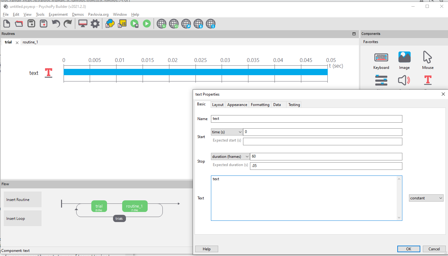 Text component uses expected duration, rather than duration (frames ...