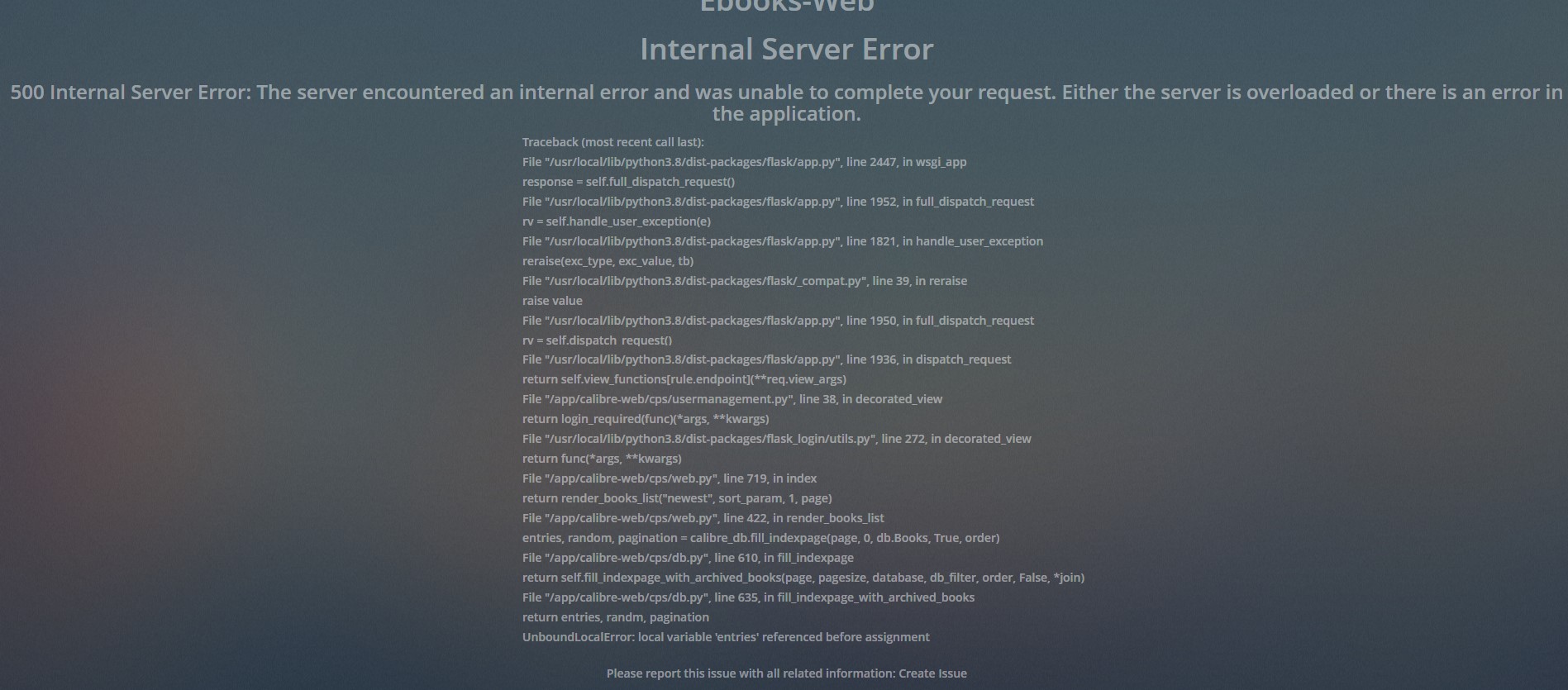 Internal Server Error When going to Author page. · Issue #1985 ...