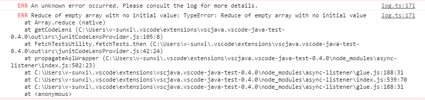 An unknown error occured · Issue #135 · microsoft/vscode-java-test · GitHub