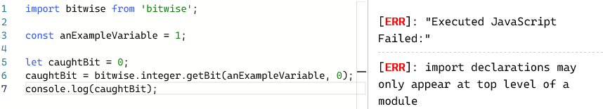 Playground: JavaScript Error Triggers on Import Declarations Regardless ...