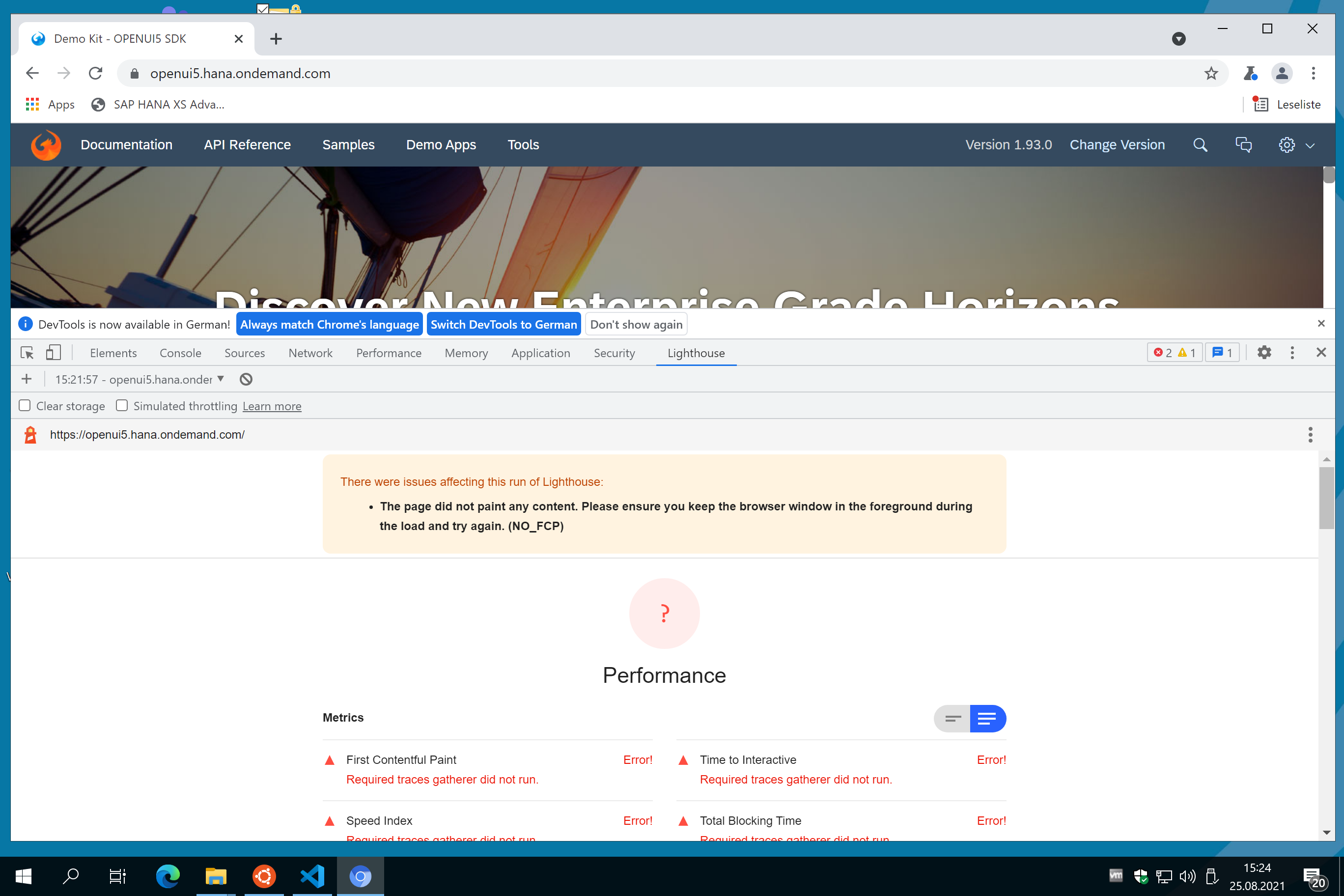 UI5 apps get errors in Lighthouse Performance Audits (builtin in