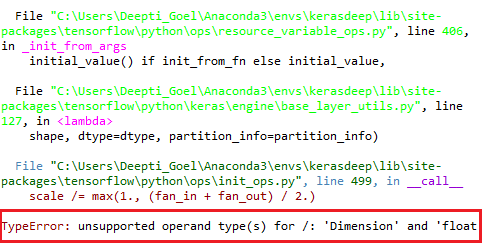 TypeError: unsupported operand type(s) for /: 'Dimension' and 'float ...
