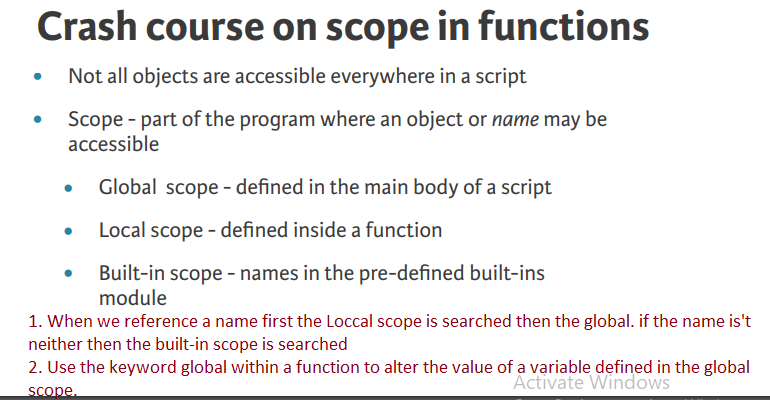 1 scope and user defined function