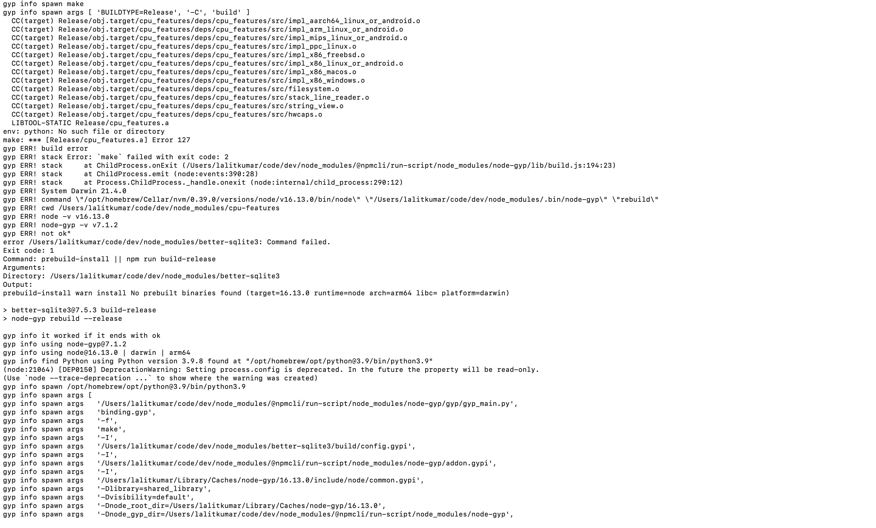 Backstage installation on mac cpu-features node-gyp · Issue #12221 ...
