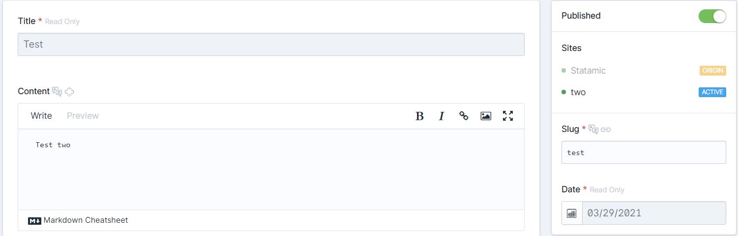 Test ‹ Collections ‹ Statamic 2