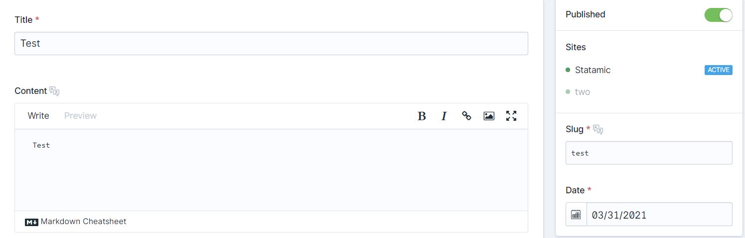 Test ‹ Collections ‹ Statamic 3