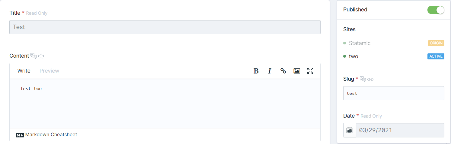 Test ‹ Collections ‹ Statamic 4