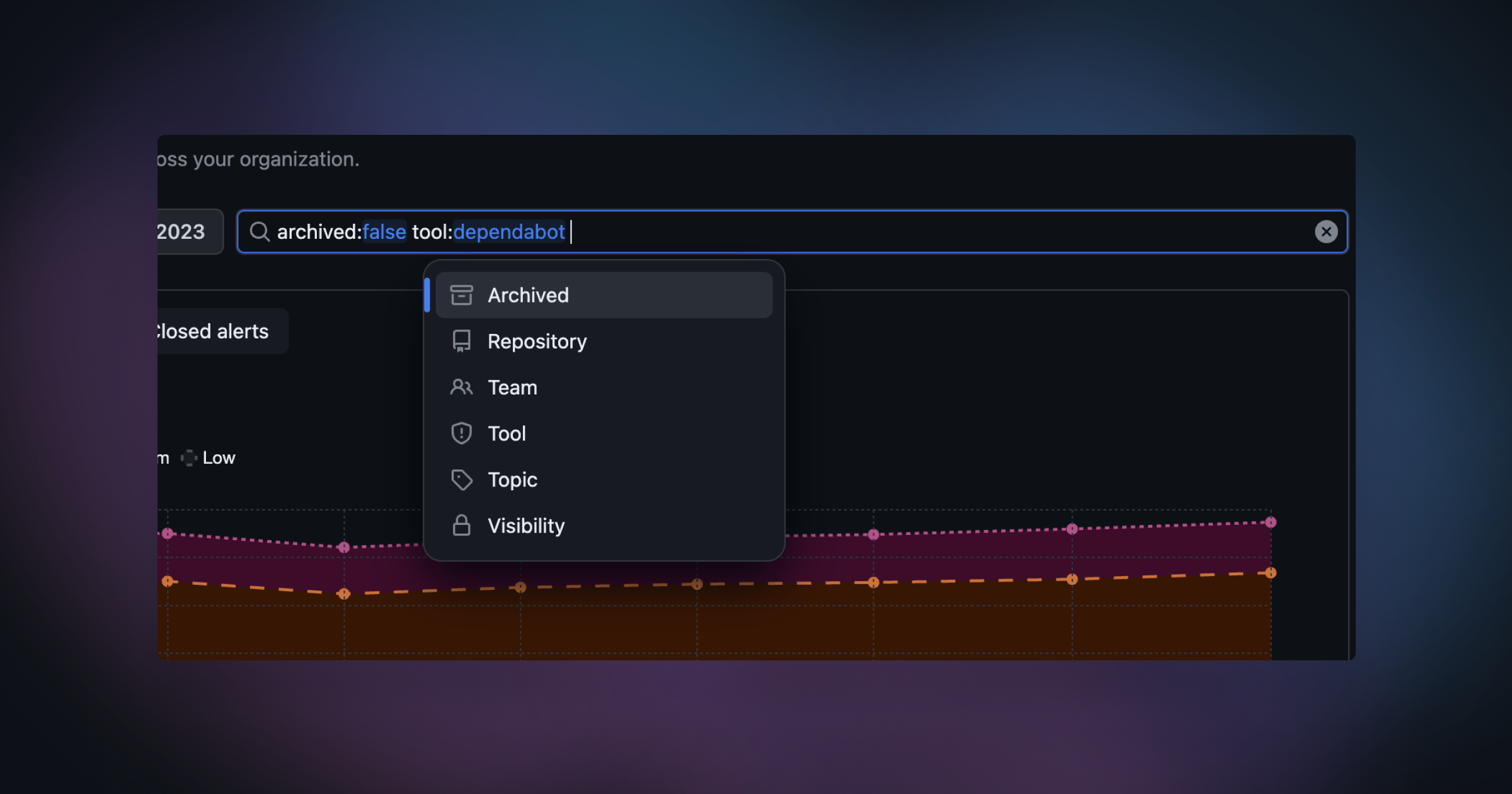 Drop-down of filters for the new overview dashboard