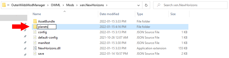 Create a planets folder in the mod directory