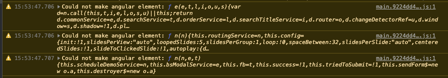 [angular] Could not make an angular element - multiple tries to create ...