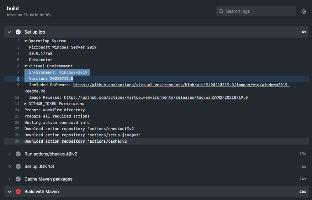 Java CI - build with Maven, tests failing on Windows 2019 version ...