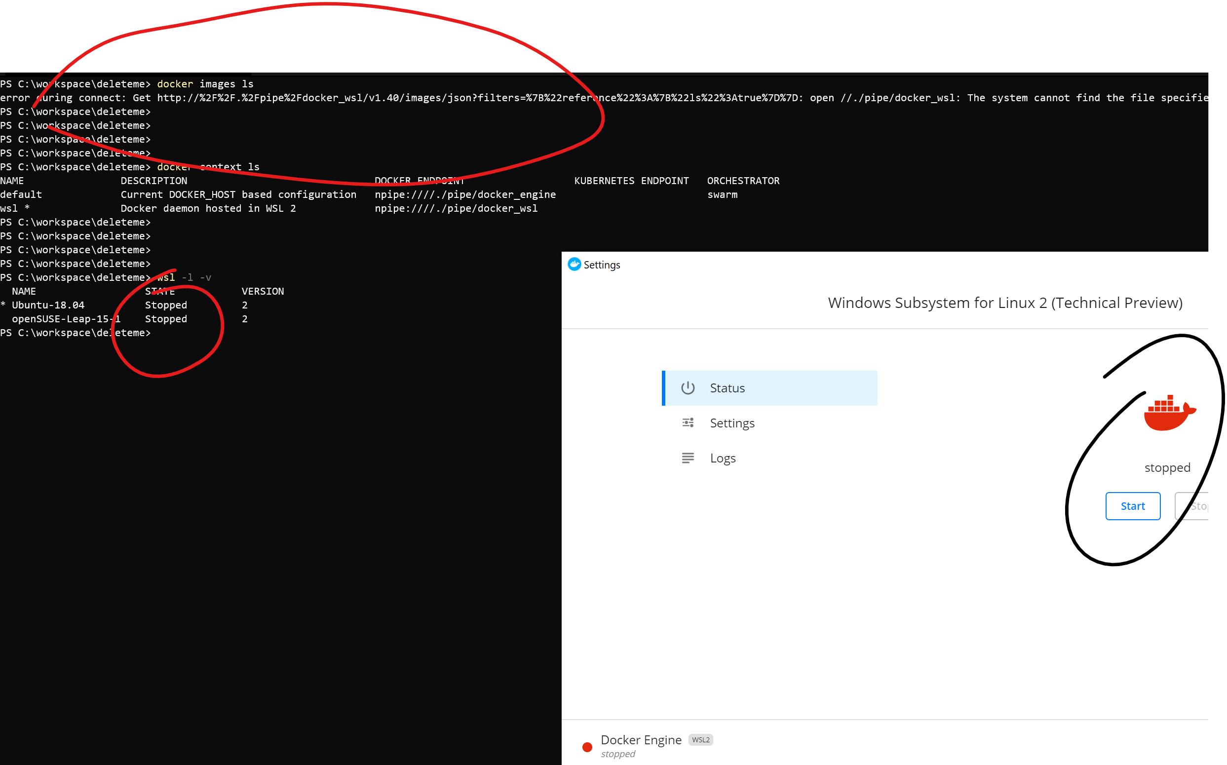 Docker WSL context does not start when docker start (At logon at least
