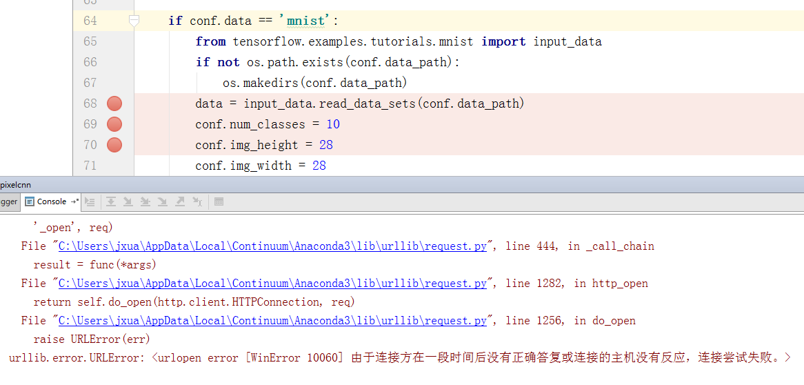 when connect mnist,download mnist data,show network connection error ...