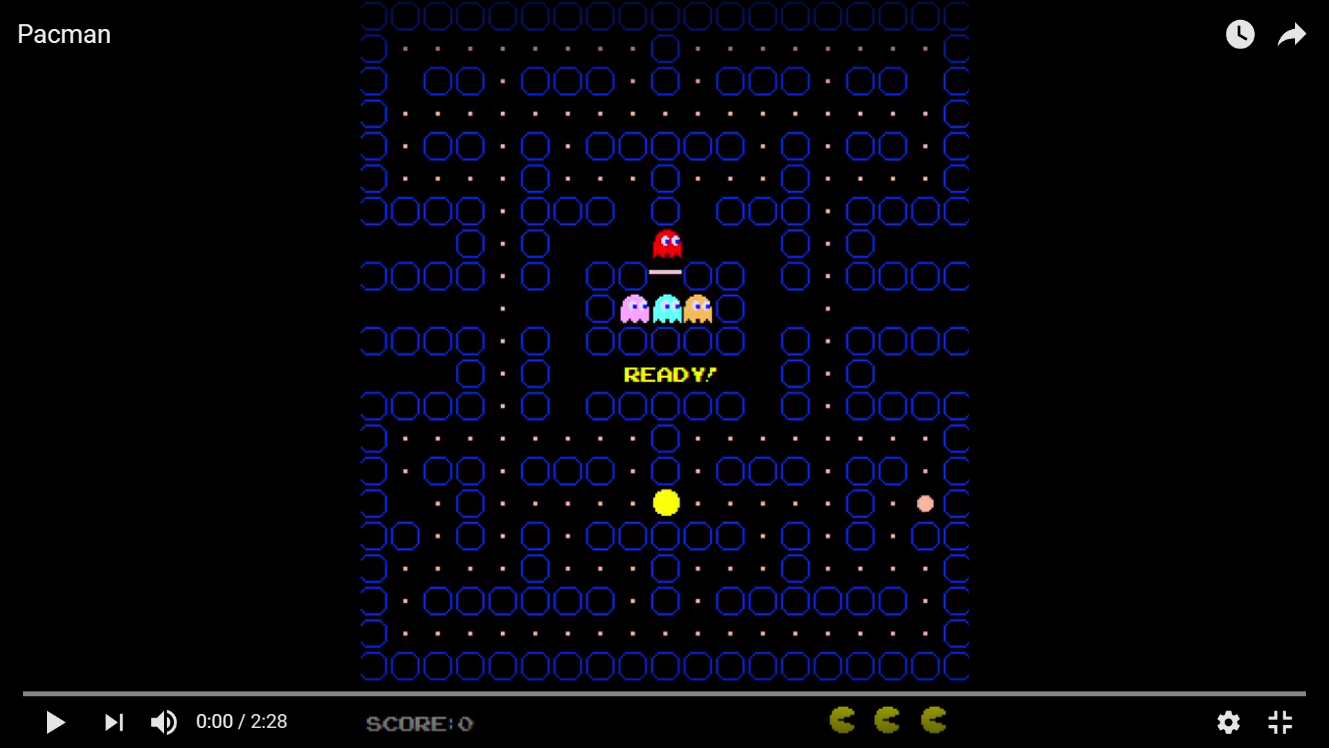 Screenshot from the gameplay video of Pacman