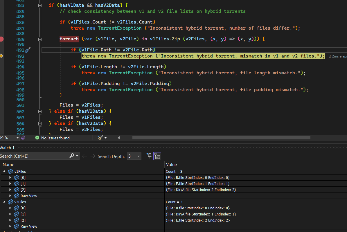 Sort mismatch between v1 and v2 files leads to "Inconsistent hybrid ...