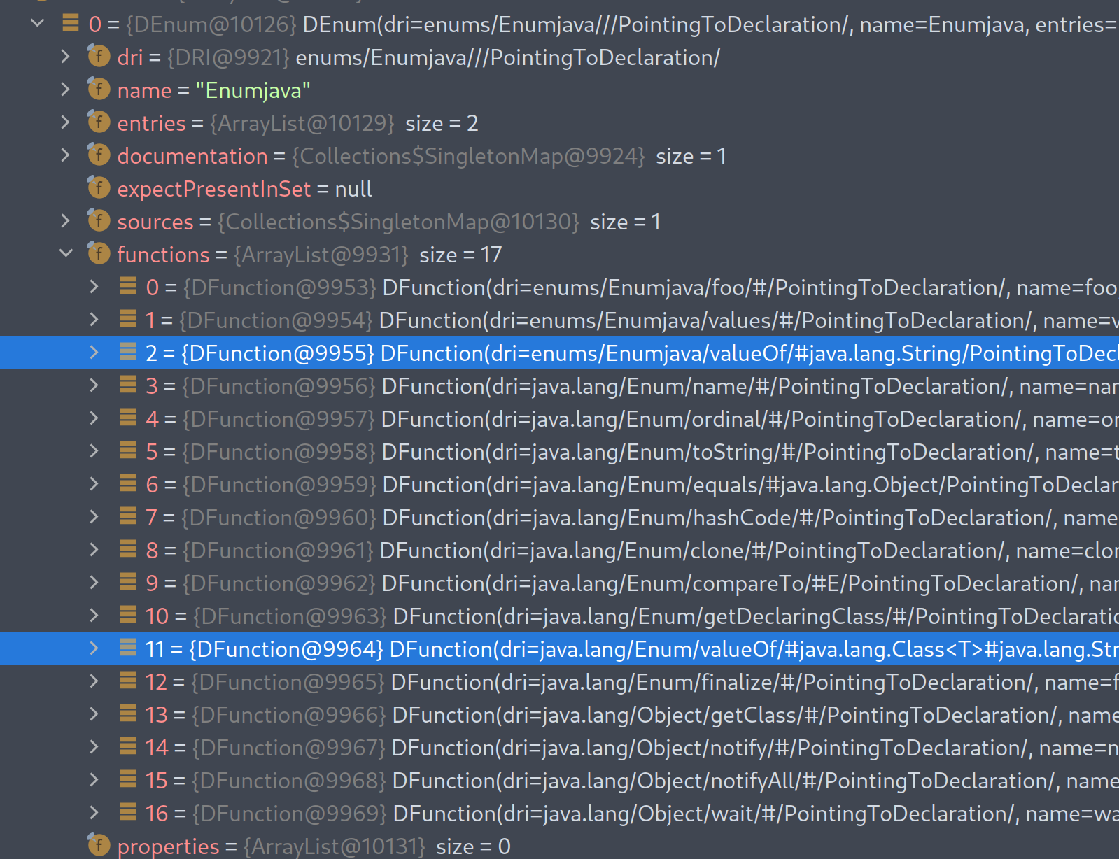 Synthetic enum methods generated for Java sources are not marked as