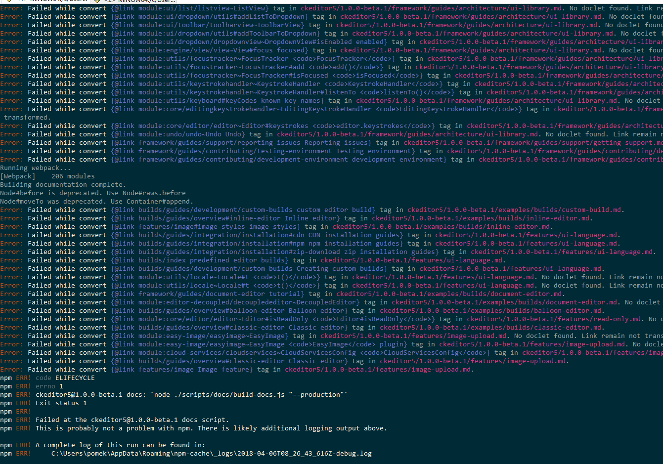 Unable to build docs on Windows · Issue #941 · ckeditor/ckeditor5 · GitHub