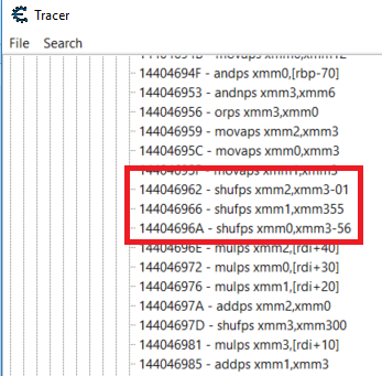 Disassembler displays comment bytes in opcode column for SHUFPS ...