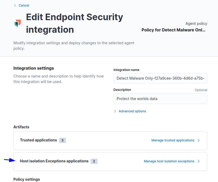 [Security Solution ] host isolation exceptions fleet card on policy ...
