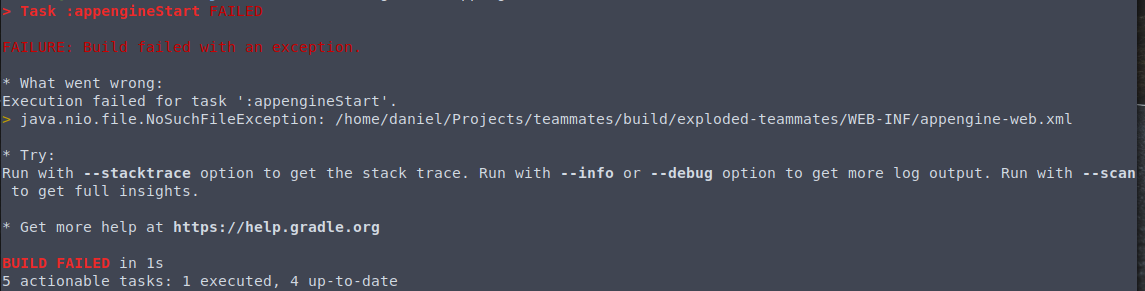 Local Project setup Build Failed · Issue #9541 · TEAMMATES/teammates ...